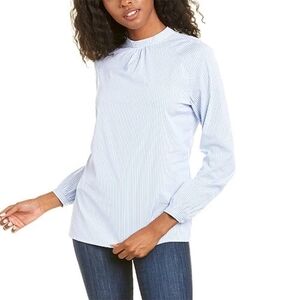 J. McLaughlin Elodie Striped Blouse Top XS Blue White